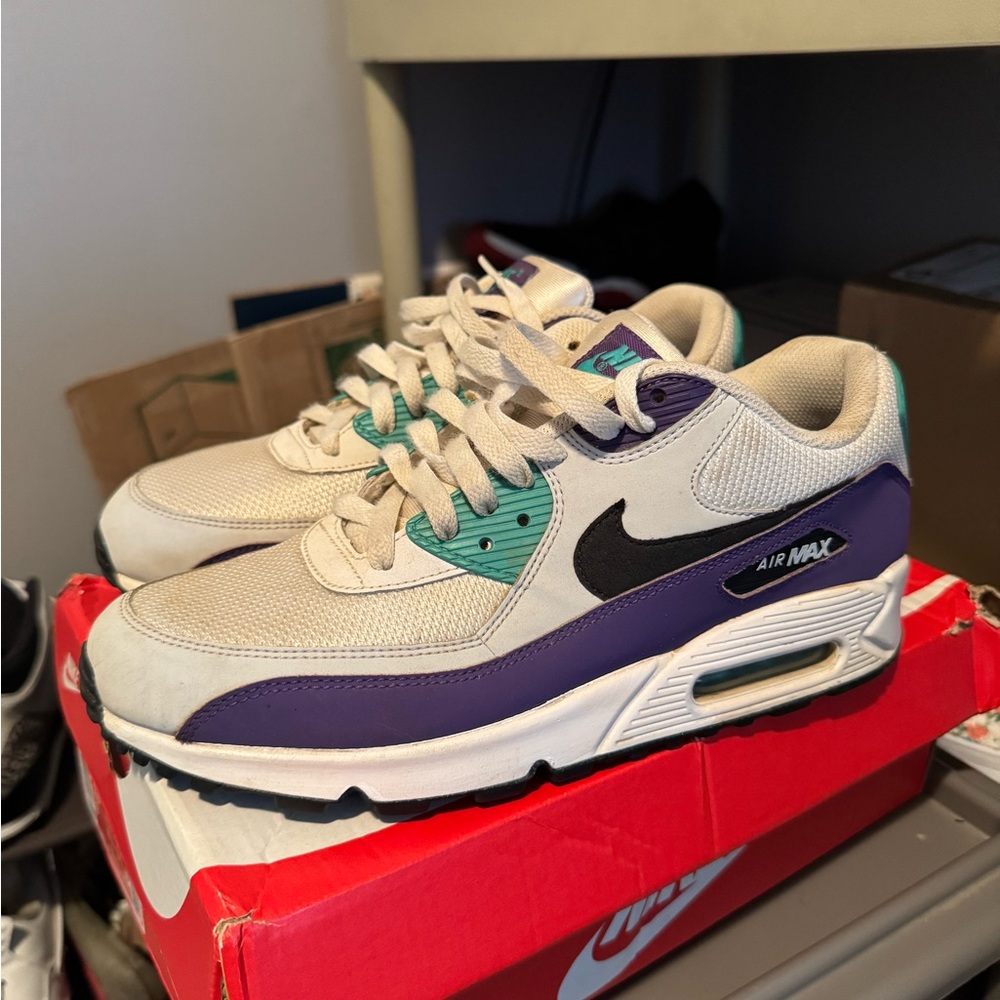 Nike Air Max Sneakers in Cream and Purple with Teal Accents womens